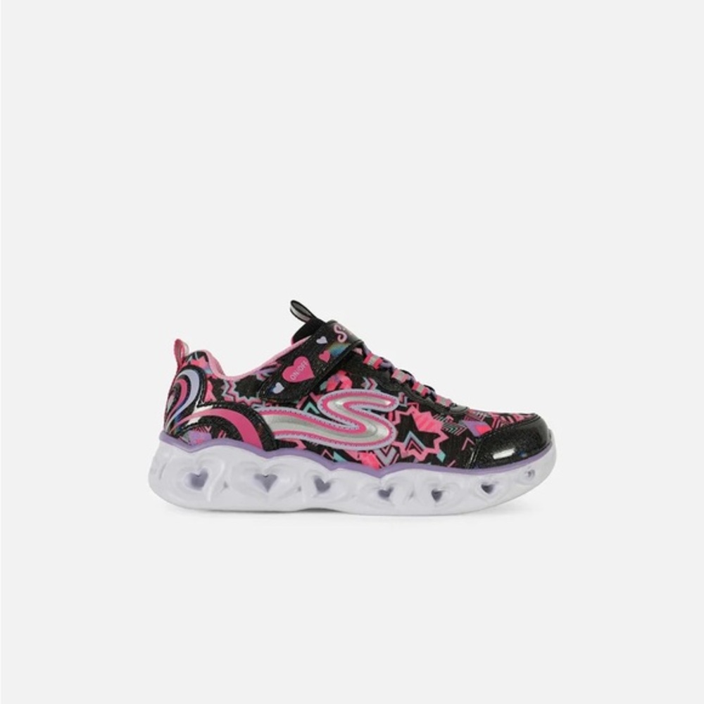Skechers Kids' Black and Pink Patterned Sneakers